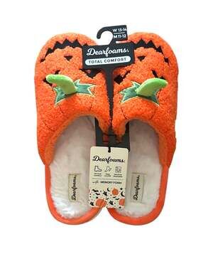 Dearfoams Halloween Open Back Scuff Slipper Size 11-12 (L) Orange Indoor/Outdoor